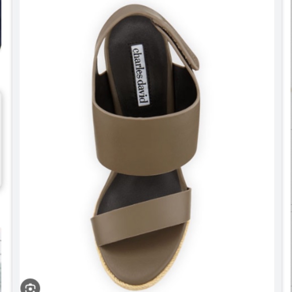 Charles David Oriel Jute Trimmed Leather Cork Wedge Sandals - 8 - Picture 6 of 13